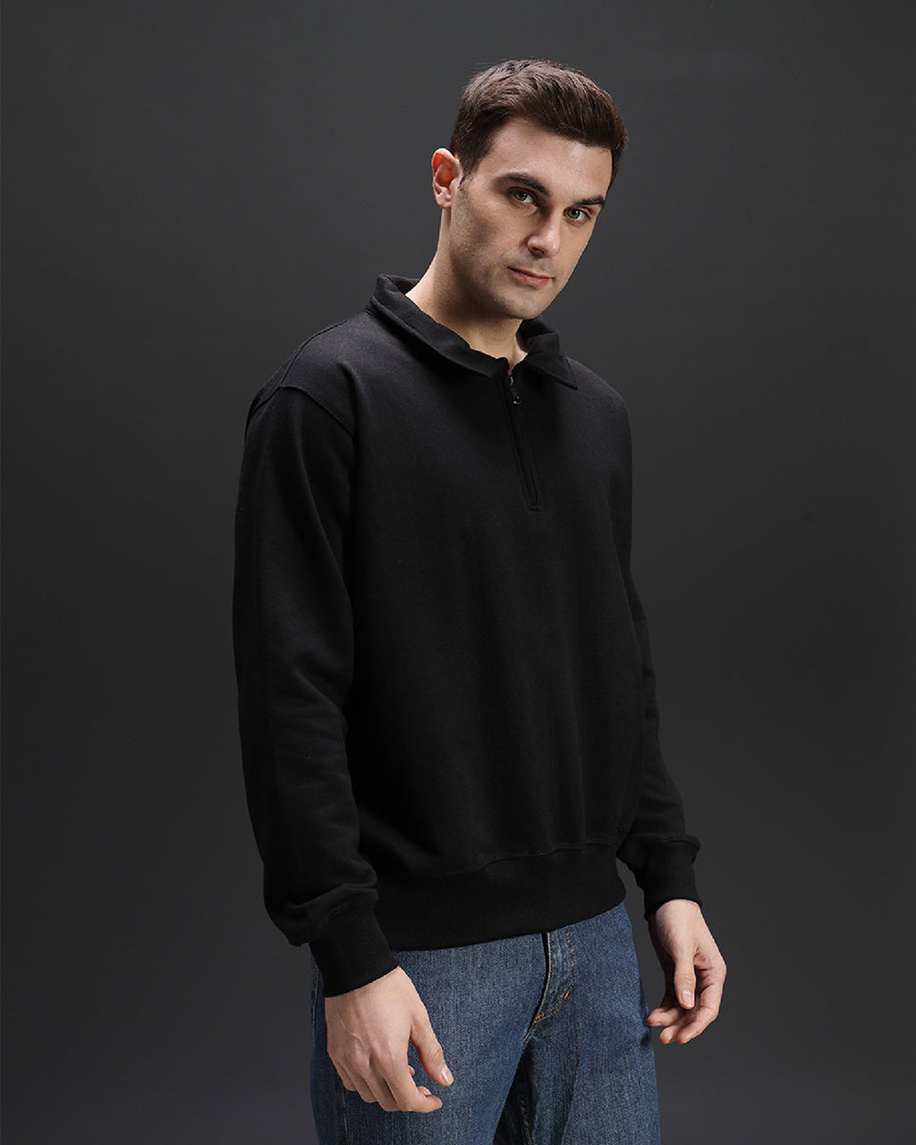 Collar Sweatshirt [BLACK]