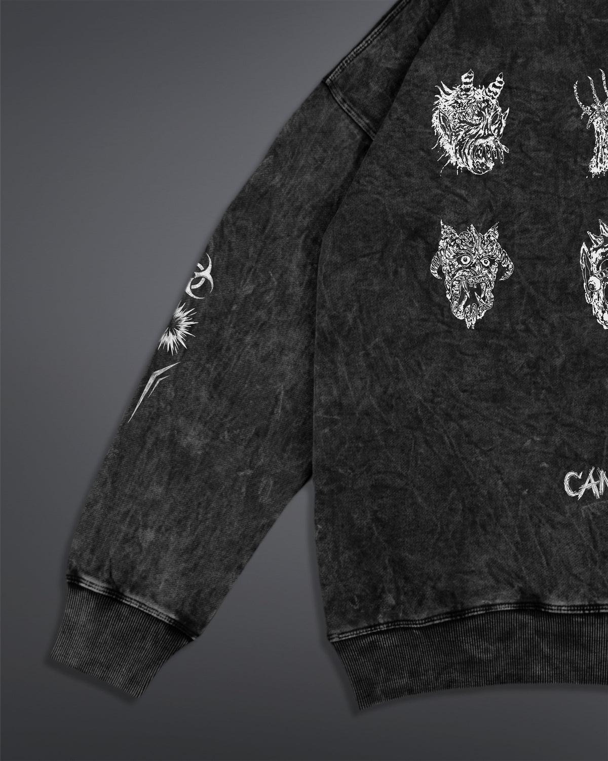 Malignant Prophecy Hoodie [ACID WASHED-BLACK ASH COLORWAY]