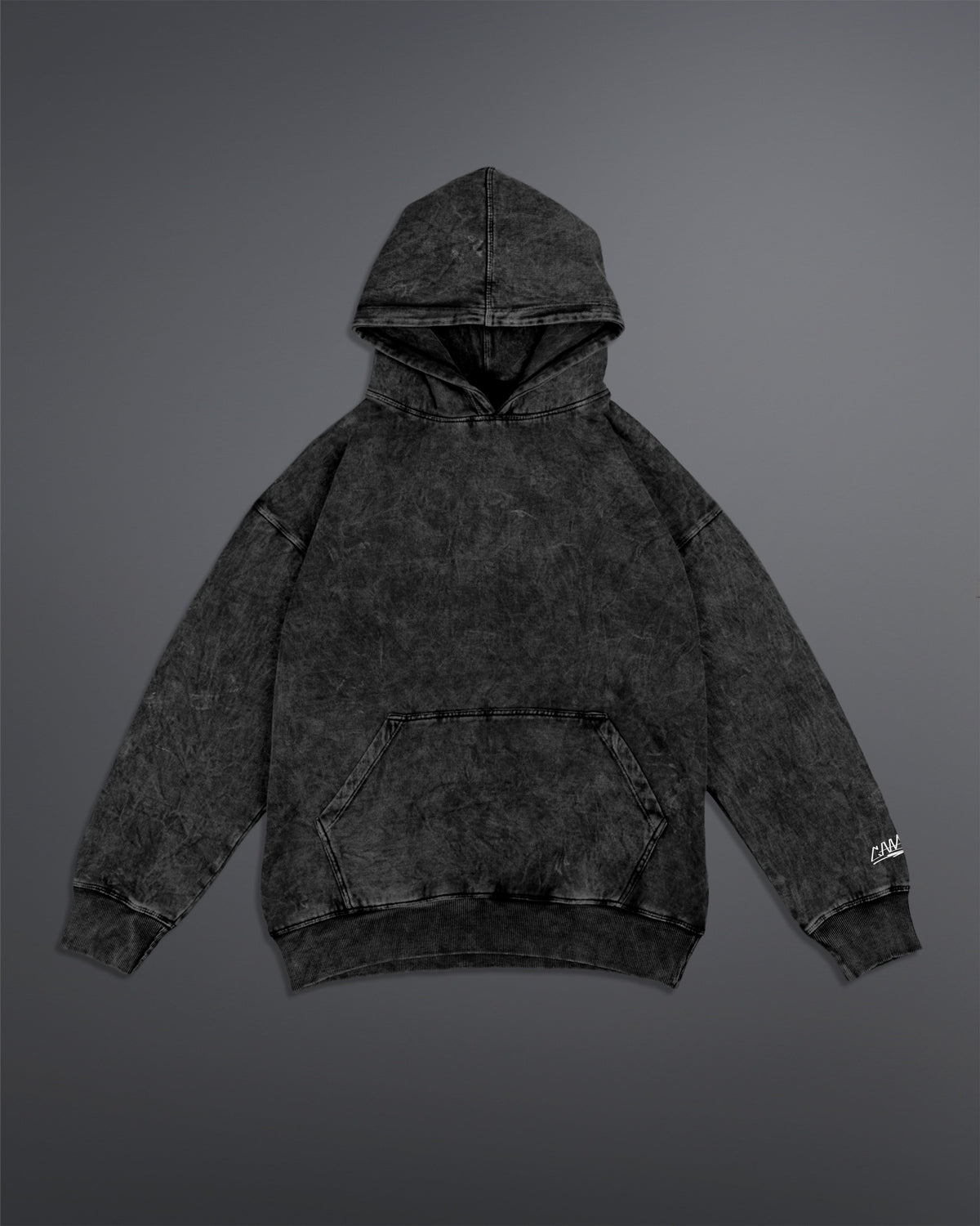 Acid washed hoodie [BLACK-ASH COLORWAY]