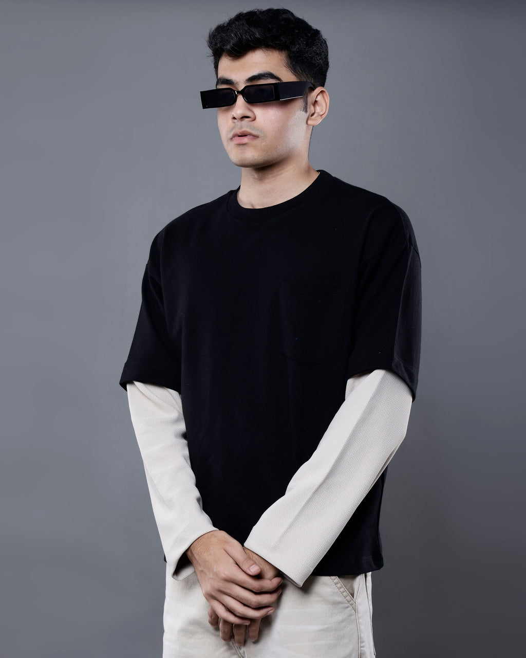 Dual-Fabric Full Sleeve T-shirt [DUNE COLOWAY]