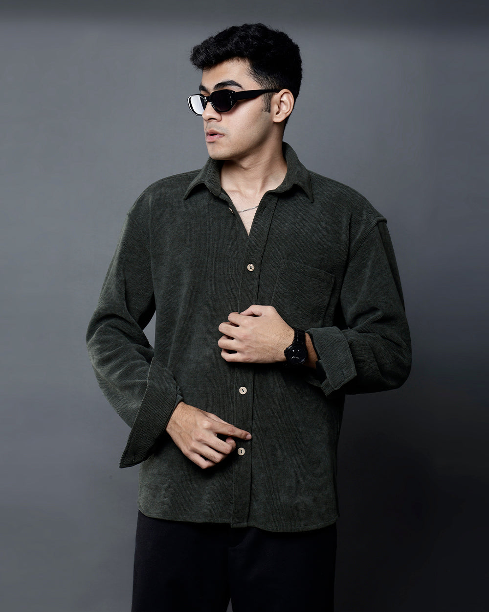 Vel-Cord Shirt [Olive Green]