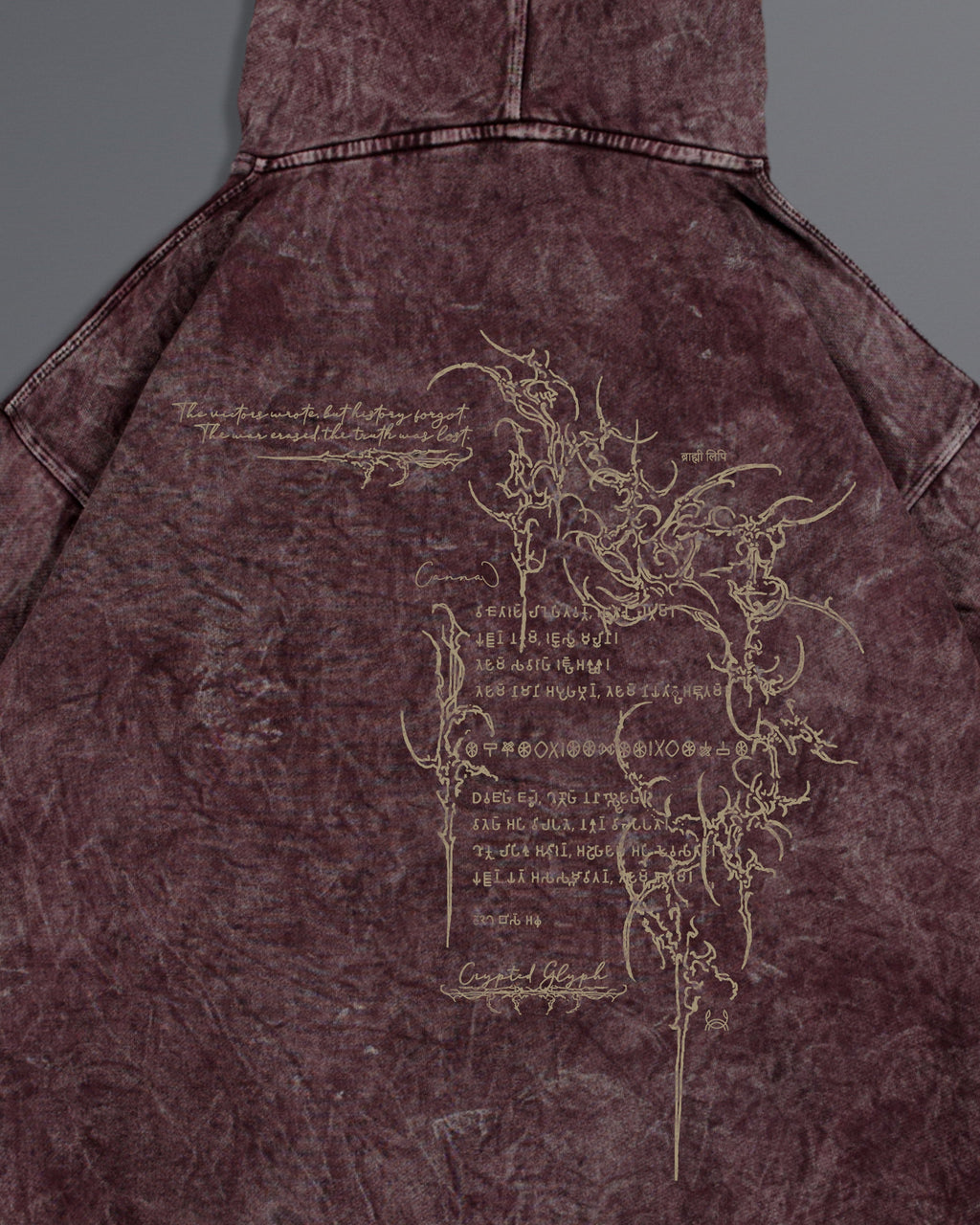 Crypted Glyph Hoodie [ACID WASHED-BLOODSTONE COLORWAY]