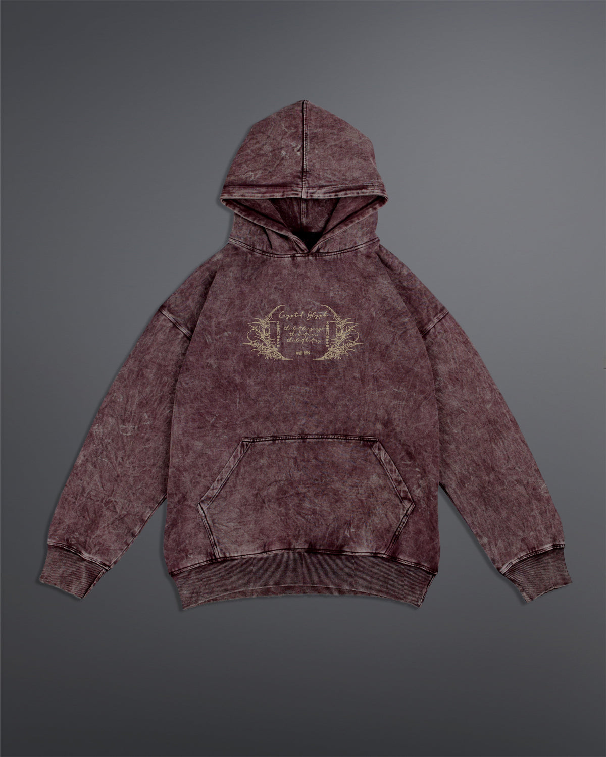 Crypted Glyph Hoodie [ACID WASHED-BLOODSTONE COLORWAY]