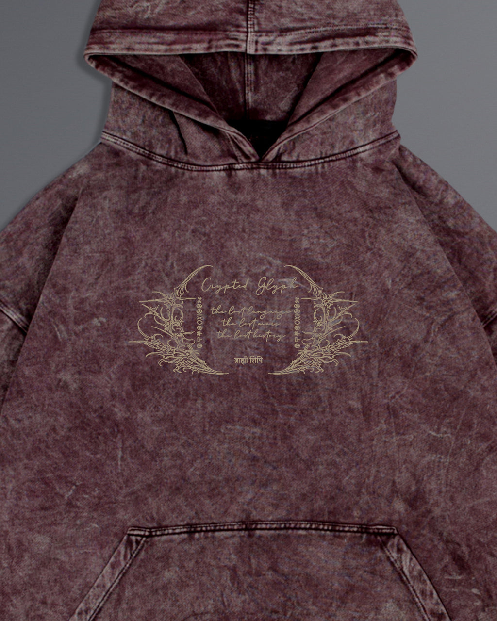 Crypted Glyph Hoodie [ACID WASHED-BLOODSTONE COLORWAY]