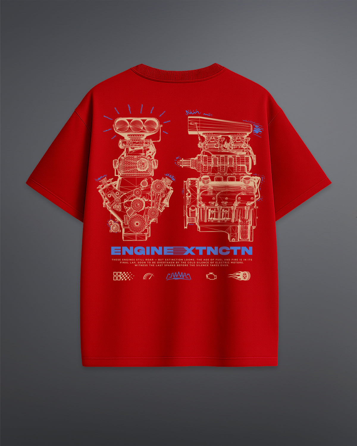ENGINE EXTINCTION OVERSIZED TEE [RED]
