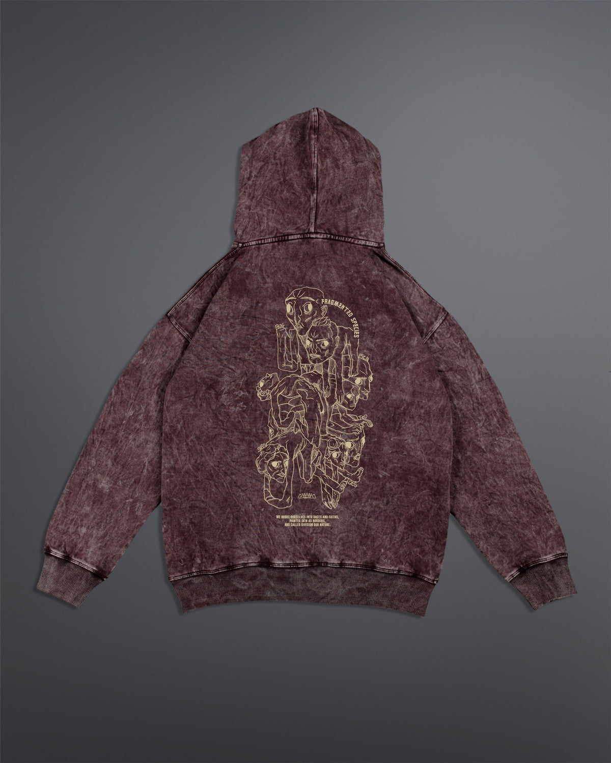 Fragmented Species hoodie  [ACID WASHED-BLOODSTONE COLORWAY]