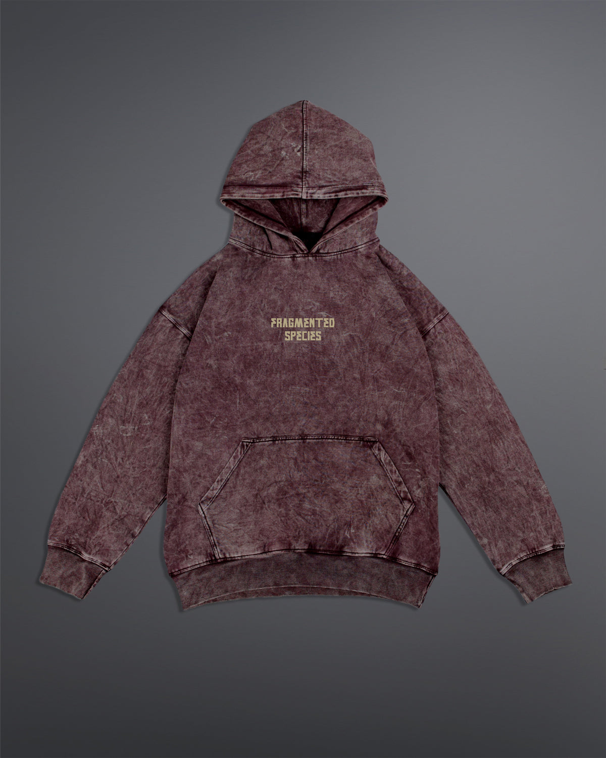 Fragmented Species hoodie  [ACID WASHED-BLOODSTONE COLORWAY]