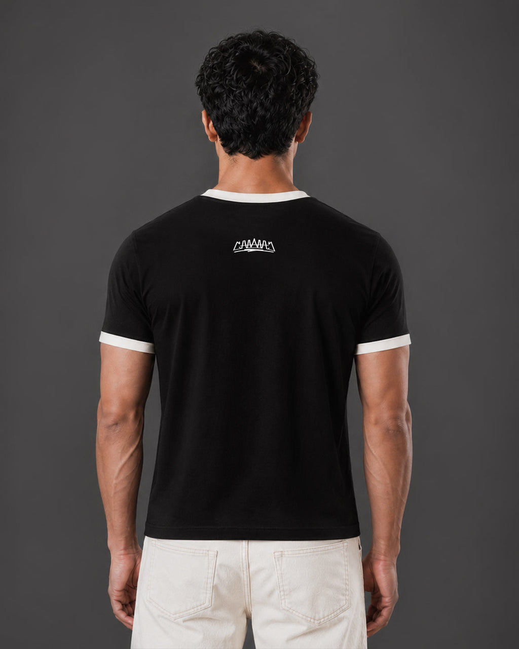 Cropped Ringer tee [BLACK/OFF-WHITE]