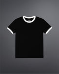 Cropped Ringer tee [BLACK/OFF-WHITE]
