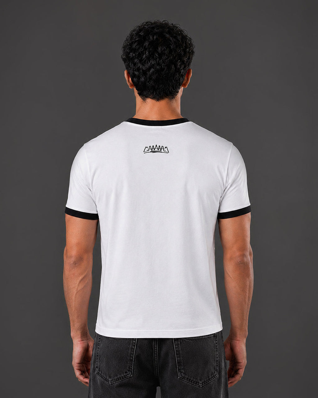Cropped Ringer tee [WHITE/BLACK]